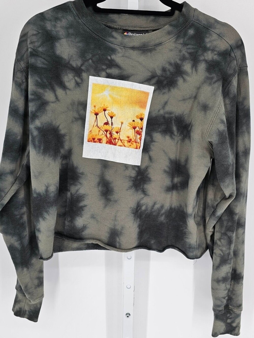 Polaroid Photo Womens Sz M Cropped Crew Neck Sweatshirt Tie Dye